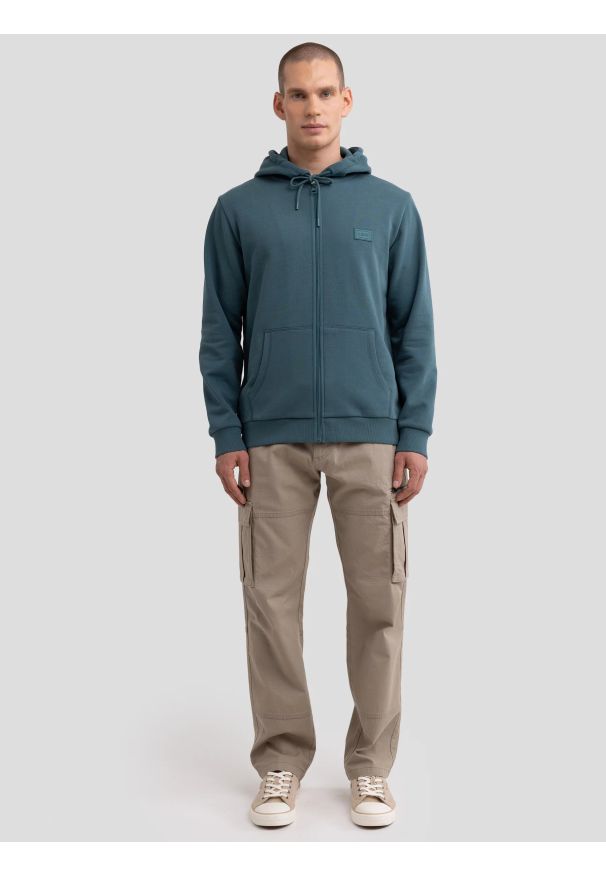 Big-Star - Bluza męska rozpinana z kapturem zielona Artish 304. Okazja: na co dzień. Typ kołnierza: kaptur. Kolor: zielony. Materiał: dresówka, materiał, bawełna, dzianina, jeans. Wzór: ze splotem. Styl: casual, sportowy