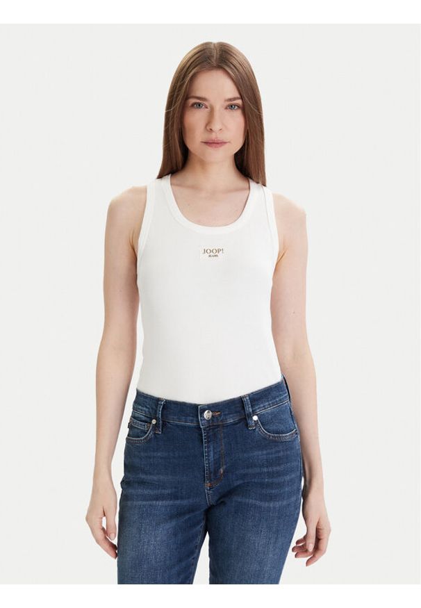 JOOP! Jeans Top 30046103 Biały Slim Fit. Kolor: biały. Materiał: bawełna