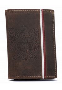 Inny - Portfel skórzany patriotyczny N4A-H-BL c.brązowy. Kolor: brązowy. Materiał: skóra