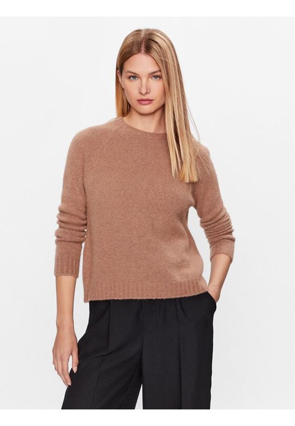 Weekend Max Mara Sweter Ghacci 2353661039 Beżowy Regular Fit. Kolor: beżowy. Materiał: wełna