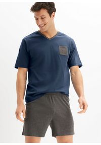bonprix - Piżama z krótkimi spodniami (4 części). Kolor: szary. Długość: krótkie