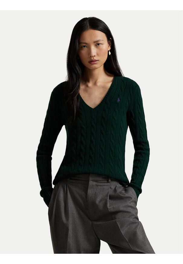 Polo Ralph Lauren Sweter 211971866009 Zielony Slim Fit. Typ kołnierza: polo. Kolor: zielony. Materiał: wełna