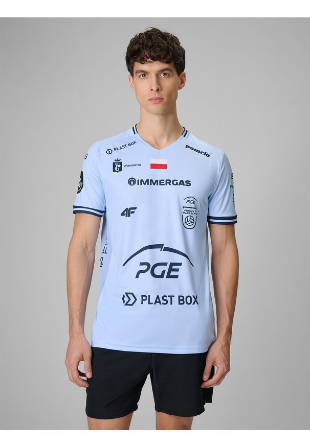 4f - 4F Koszulka meczowa replika domowa z sezonu 2025/26 męska 4F x Projekt Warszawa - niebieska L. Okazja: do domu. Kolor: niebieski. Materiał: dzianina, materiał. Wzór: nadruk. Styl: sportowy