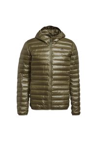 Adidas - Varilite Hooded Down Jacket. Kolor: zielony. Materiał: puch