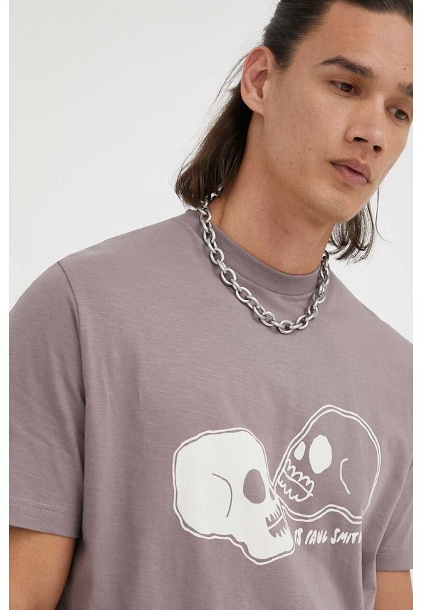 PS PAUL SMITH - PS Paul Smith t-shirt bawełniany kolor fioletowy z nadrukiem. Kolor: fioletowy. Materiał: bawełna. Długość rękawa: krótki rękaw. Długość: krótkie. Wzór: nadruk