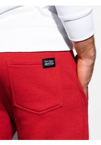 Ombre Clothing - Spodnie męskie dresowe joggery P867 - czerwone - XXL. Kolor: czerwony. Materiał: dresówka