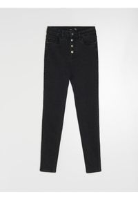 Sinsay - Jeansy skinny high waist - czarny. Stan: podwyższony. Kolor: czarny