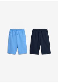 bonprix - Bermudy dresowe z czystej bawełny organicznej, loose fit, 2 szt.. Okazja: na co dzień. Kolor: niebieski. Materiał: dresówka, bawełna. Styl: casual #2