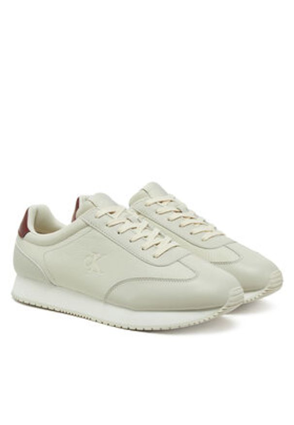 Calvin Klein Jeans Sneakersy Runner Laceup Tc YM0YM01187 Beżowy. Kolor: beżowy. Materiał: skóra