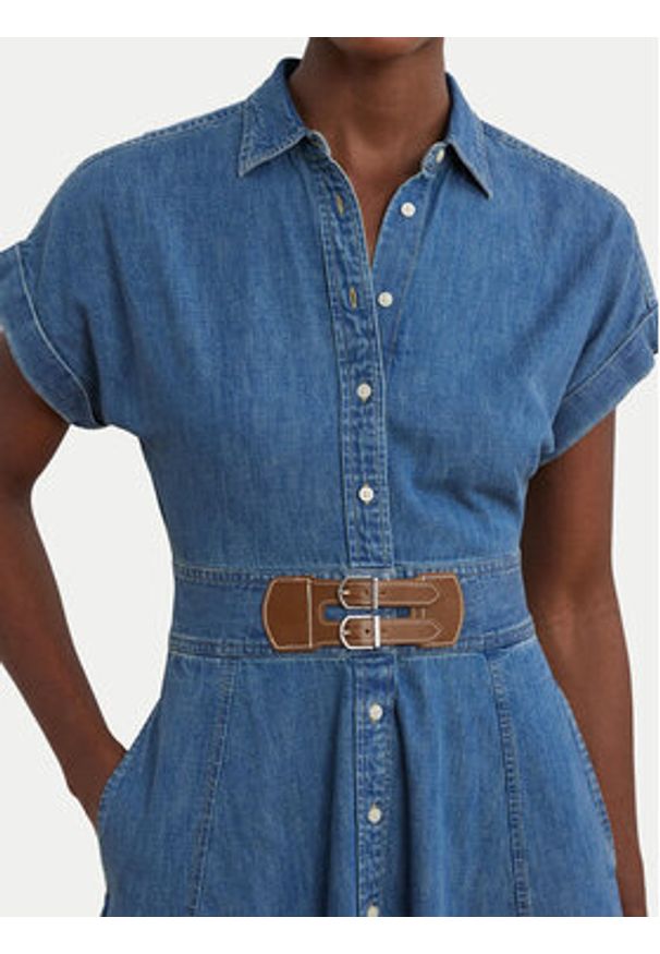 Lauren Ralph Lauren - LAUREN RALPH LAUREN Sukienka jeansowa 250963908001 Niebieski Regular Fit. Kolor: niebieski. Materiał: bawełna