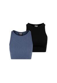 Urban Classics - Top W Prążki Dla Kobiet (zestaw 2 Sztuk). Kolor: zielony, wielokolorowy, niebieski, brązowy. Wzór: prążki