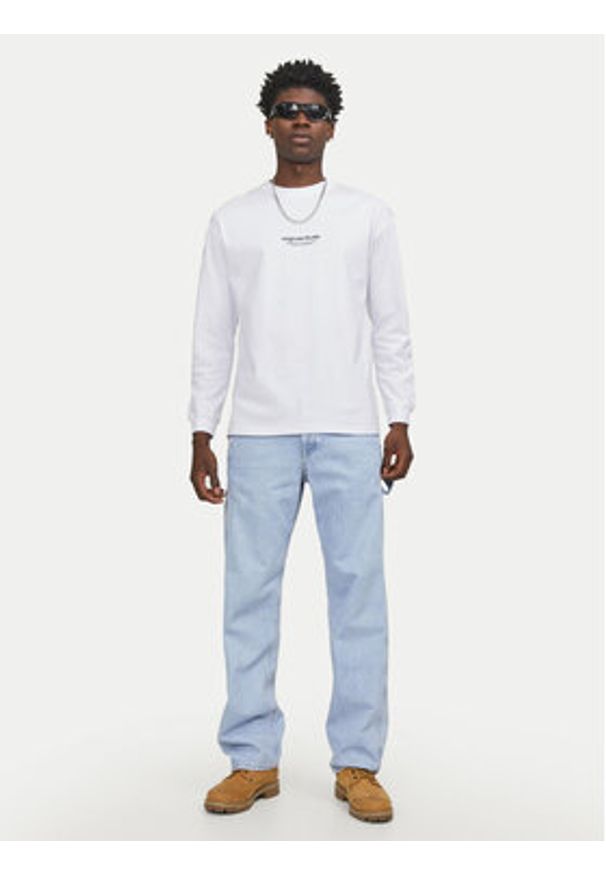 Jack & Jones Longsleeve Vesterbro 12251775 Biały Loose Fit. Kolor: biały. Materiał: bawełna. Długość rękawa: długi rękaw