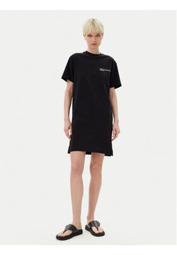 Karl Lagerfeld - KARL LAGERFELD Sukienka codzienna A2W13036 Czarny Regular Fit. Okazja: na co dzień. Typ kołnierza: dekolt w karo. Kolor: czarny. Materiał: bawełna. Typ sukienki: proste. Styl: casual