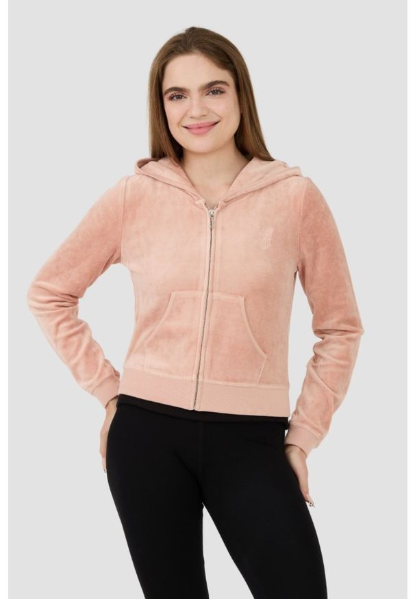Juicy Couture - JUICY COUTURE Beżowa damska bluza Heritage Robyn Hoodie, Rozmiar M. Kolor: beżowy