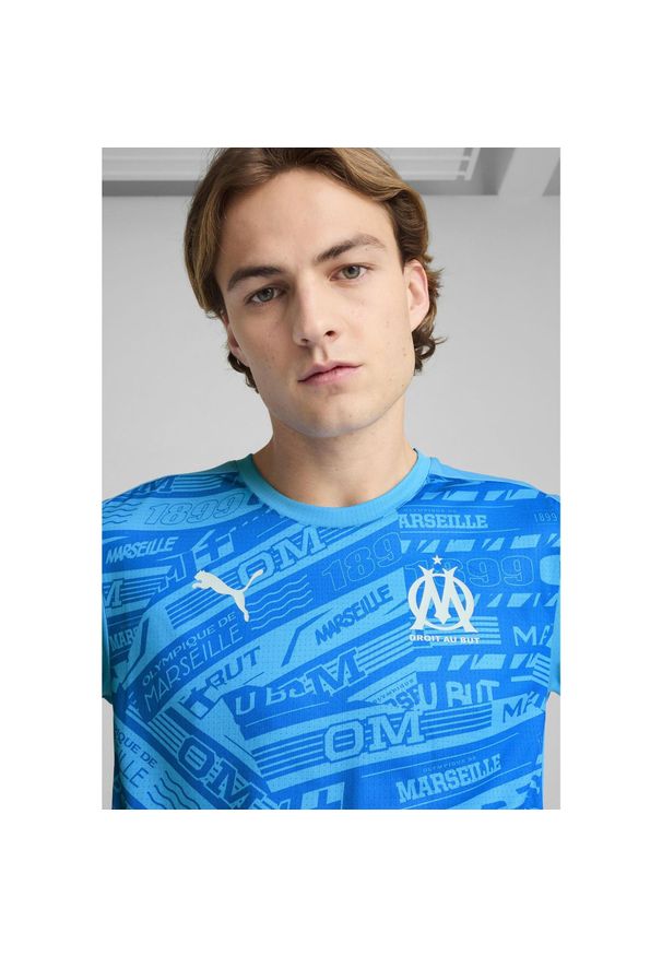 Puma - Męska koszulka przedmeczowa Olympique de Marseille PUMA. Kolor: niebieski. Materiał: materiał. Sport: piłka nożna