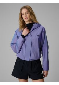 4f - 4F Kurtka przejściowa damska - fioletowa M. Okazja: na co dzień. Kolor: fioletowy. Materiał: materiał. Wzór: gładki. Styl: casual, klasyczny #1