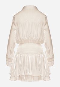 Born2be - Beżowa Sukienka z Wiskozy o Koszulowym Kroju z Falbankami Liova. Typ kołnierza: kołnierz z falbankami. Kolor: beżowy. Materiał: wiskoza. Typ sukienki: koszulowe #6