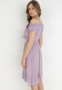 Born2be - Fioletowa Sukienka Chloromene. Kolor: fioletowy. Materiał: tkanina, wiskoza. Sezon: wiosna, lato. Długość: midi #2