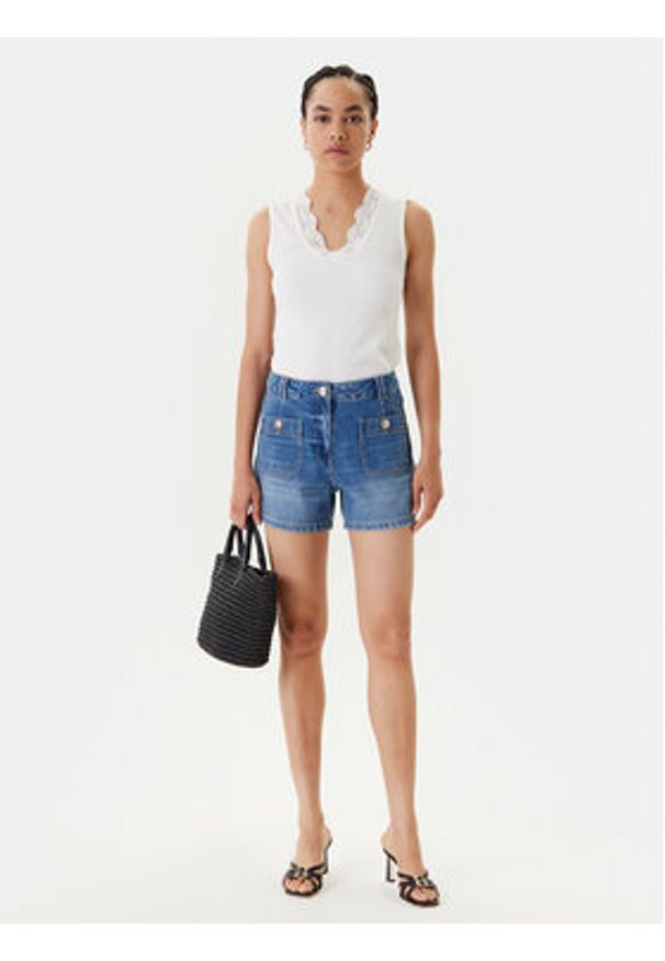 Morgan Szorty jeansowe 251-SHAMIZ Niebieski Slim Fit. Kolor: niebieski. Materiał: bawełna