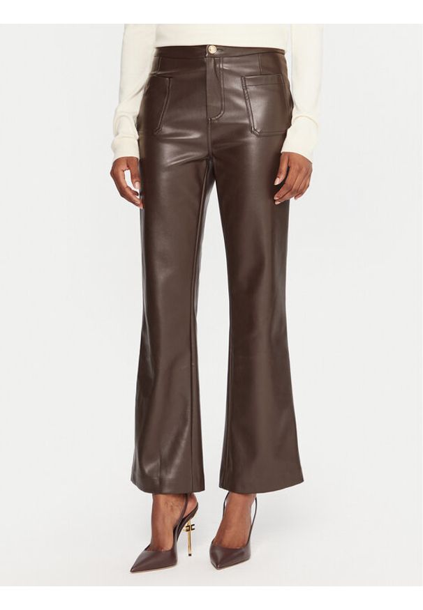 Gaudi Spodnie z imitacji skóry 521FD28002 Brązowy Straight Fit. Kolor: brązowy. Materiał: skóra