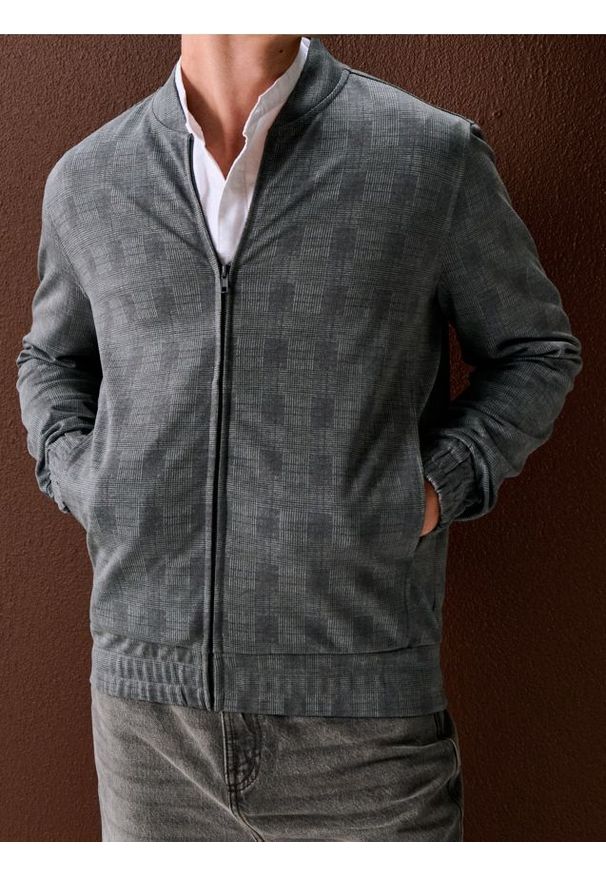 Sinsay - Bluza bomberka z domieszką wiskozy - szary. Kolor: szary. Materiał: wiskoza