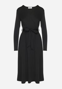 Born2be - Czarna Sukienka Kopertowa z Wiskozą Wiązana w Talii Drestalia. Okazja: na co dzień. Typ kołnierza: dekolt w kształcie V. Kolor: czarny. Materiał: wiskoza. Długość rękawa: długi rękaw. Typ sukienki: kopertowe. Styl: casual, klasyczny #7