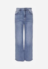 Renee - Niebieskie Jeansy Wide Leg High Waist z Elastycznego Denimu z Bawełną Jelimia. Okazja: na co dzień. Stan: podwyższony. Kolor: niebieski. Styl: casual, elegancki #3