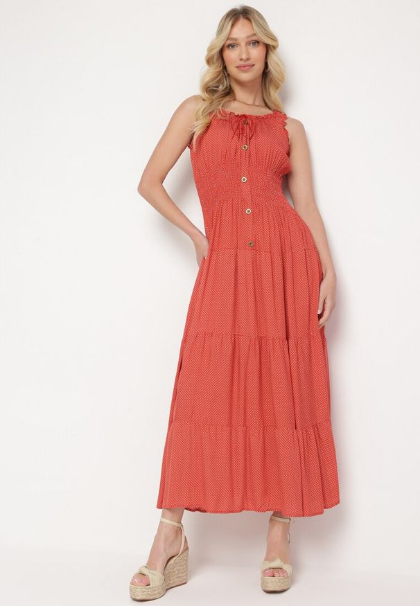Born2be - Czerwona Sukienka Abill. Kolor: czerwony. Długość rękawa: bez rękawów. Sezon: lato. Styl: boho, wakacyjny. Długość: maxi