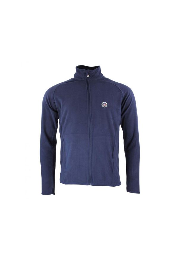 PEAK MOUNTAIN - Polar z kapturem zapinany na zamek 1/2 Peak Mountain. Typ kołnierza: kaptur. Kolor: niebieski. Materiał: polar. Sezon: zima. Sport: turystyka piesza