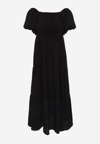 Born2be - Czarna Wiskozowa Sukienka z Bufiastymi Rękawami i Marszczoną Górą Liones. Okazja: na co dzień. Kolor: czarny. Materiał: wiskoza. Długość rękawa: krótki rękaw. Sezon: lato. Typ sukienki: proste. Styl: wakacyjny, casual #5