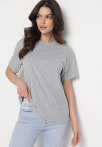 Born2be - Szary T-shirt z Bawełny w Klasycznym Stylu Tulseli. Okazja: na co dzień. Kolor: szary. Materiał: bawełna. Styl: klasyczny #6