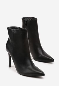Born2be - Czarne Klasyczne Botki Vices na Szpilce Derraze. Okazja: na imprezę, na co dzień. Kolor: czarny. Materiał: jeans. Obcas: na szpilce. Styl: klasyczny