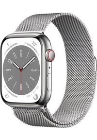 APPLE - Smartwatch Apple Watch 8 GPS + Cellular 45mm Silver Stainless Steel Srebrny (MNKJ3WB/A). Rodzaj zegarka: smartwatch. Kolor: srebrny