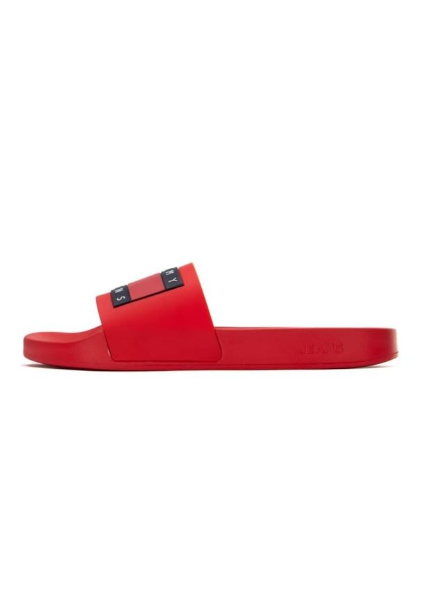 TOMMY HILFIGER - Klapki Tommy Hilfiger Pool Slide Ess M EM0EM01191 Xnl czerwone. Okazja: na plażę. Kolor: czerwony. Materiał: syntetyk