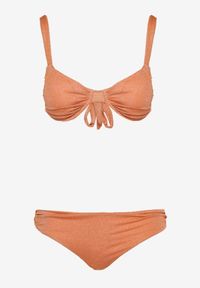 Born2be - Pomarańczowe Dwuczęściowe Bikini Biustonosz Wiązany na Plecach Majtki Typu Figi Tiamanis. Kolor: pomarańczowy