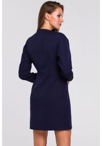 Sukienki.shop - Sukienka elegancka kopertowa asymetryczna mini granatowa. Kolor: niebieski. Typ sukienki: asymetryczne, kopertowe. Styl: elegancki. Długość: mini #3