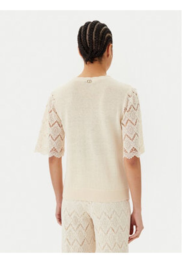 TwinSet - TWINSET Sweter 251TP3341 Beżowy Regular Fit. Kolor: beżowy. Materiał: len, bawełna