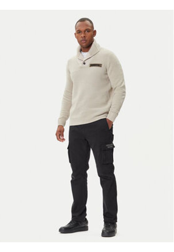 Aeronautica Militare Sweter 252MA1574UL00539 Beżowy Regular Fit. Kolor: beżowy. Materiał: bawełna