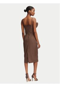 Rinascimento Sukienka koktajlowa CFC0128777003 Brązowy Slim Fit. Kolor: brązowy. Materiał: bawełna. Styl: wizytowy #4