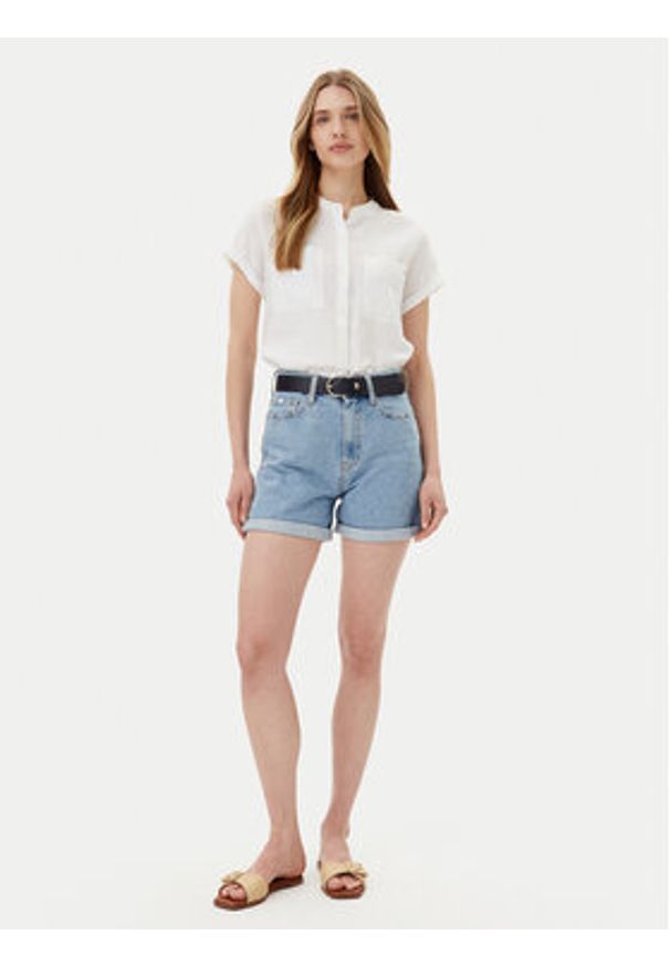 TOMMY HILFIGER - Tommy Hilfiger Koszula WW0WW44715 Biały Regular Fit. Kolor: biały. Materiał: len