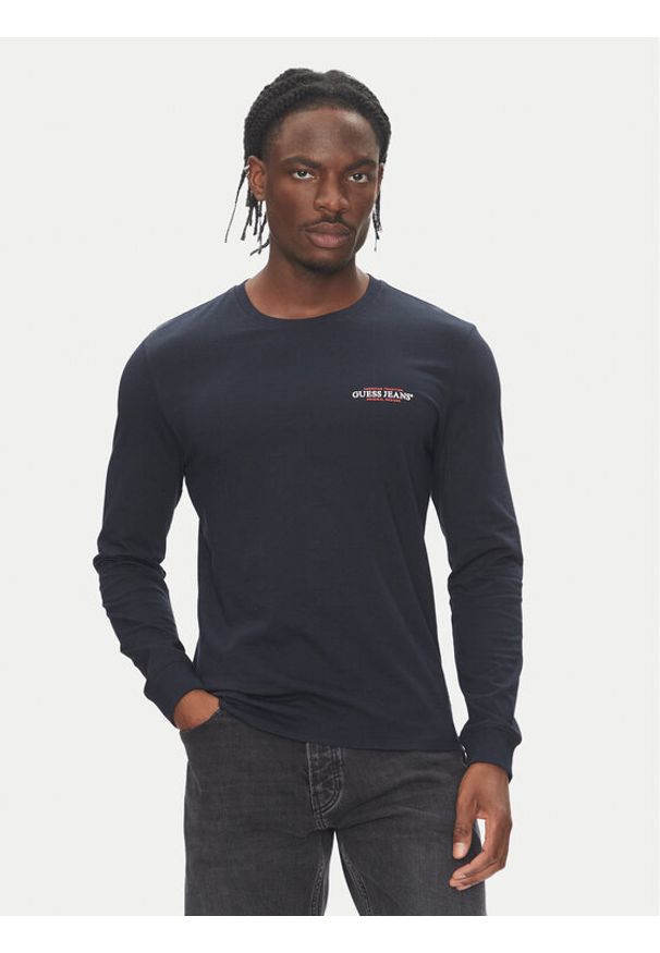 Guess Jeans Longsleeve M4YI54 K8HM0 Granatowy Regular Fit. Kolor: niebieski. Materiał: bawełna. Długość rękawa: długi rękaw