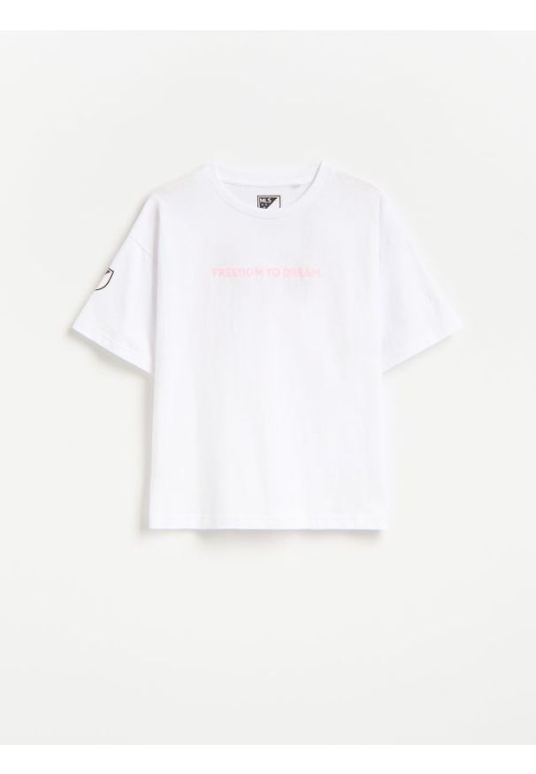 Reserved - T-shirt Inter Miami CF - złamana biel. Materiał: bawełna