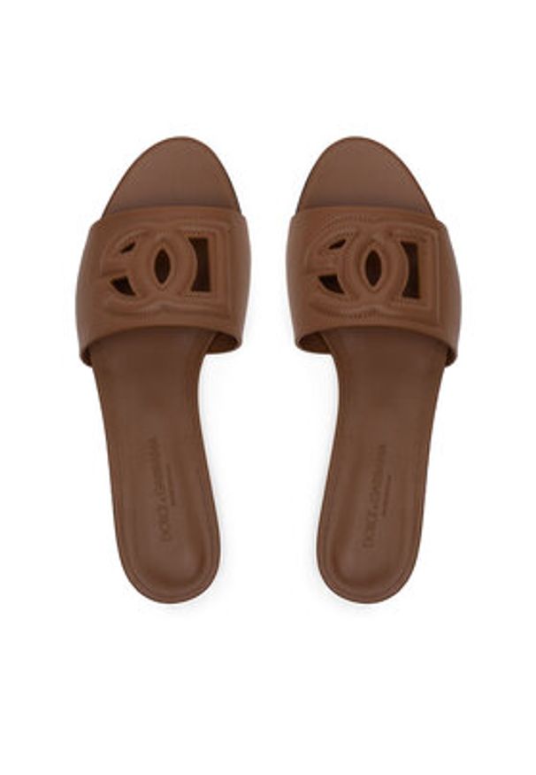 DOLCE & GABBANA - Dolce&Gabbana Klapki CQ0436 AY329 Brązowy. Kolor: brązowy. Materiał: skóra
