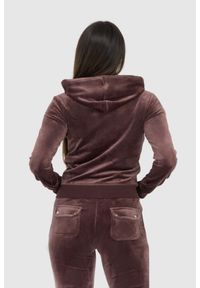 Juicy Couture - JUICY COUTURE Brązowa bluza damska rozpinana z weluru, Rozmiar M. Kolor: brązowy. Materiał: welur #4