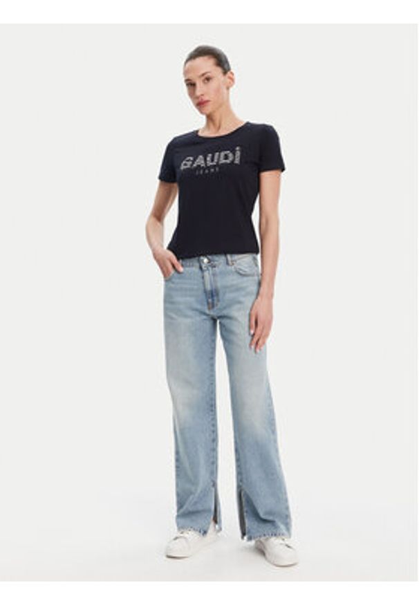 Gaudi T-Shirt 511BD64021 Granatowy Regular Fit. Kolor: niebieski. Materiał: bawełna