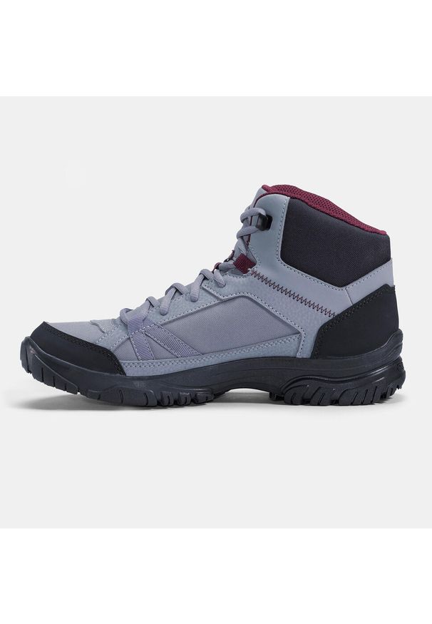 quechua - Buty turystyczne damskie Quechua NH100 mid. Zapięcie: sznurówki. Kolor: wielokolorowy, szary, brązowy. Materiał: syntetyk. Szerokość cholewki: normalna