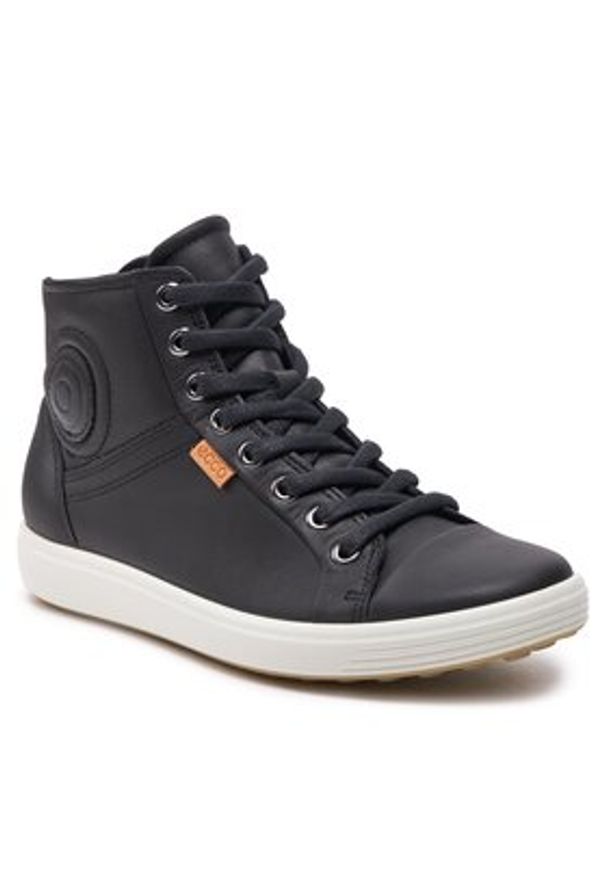 ecco - ECCO Sneakersy Soft 7 Ladies 43002301001 Czarny. Kolor: czarny. Materiał: skóra
