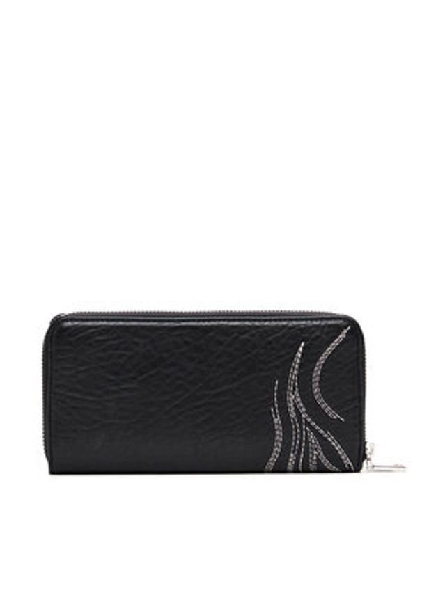 Desigual Duży Portfel Damski 25SAYP09 Czarny. Kolor: czarny. Materiał: skóra