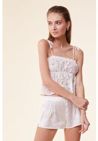 Etam szorty piżamowe damskie kolor biały satynowa. Kolor: biały. Materiał: satyna #2
