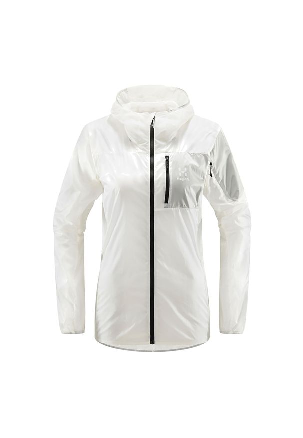 Kurtka przeciwwiatrowa damska Haglöfs L.I.M Shield Hood. Kolor: biały. Materiał: softshell. Sport: turystyka piesza